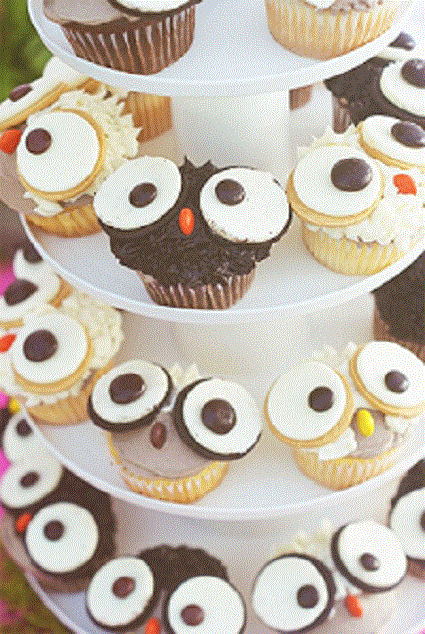 woodland owl cupcakes banner