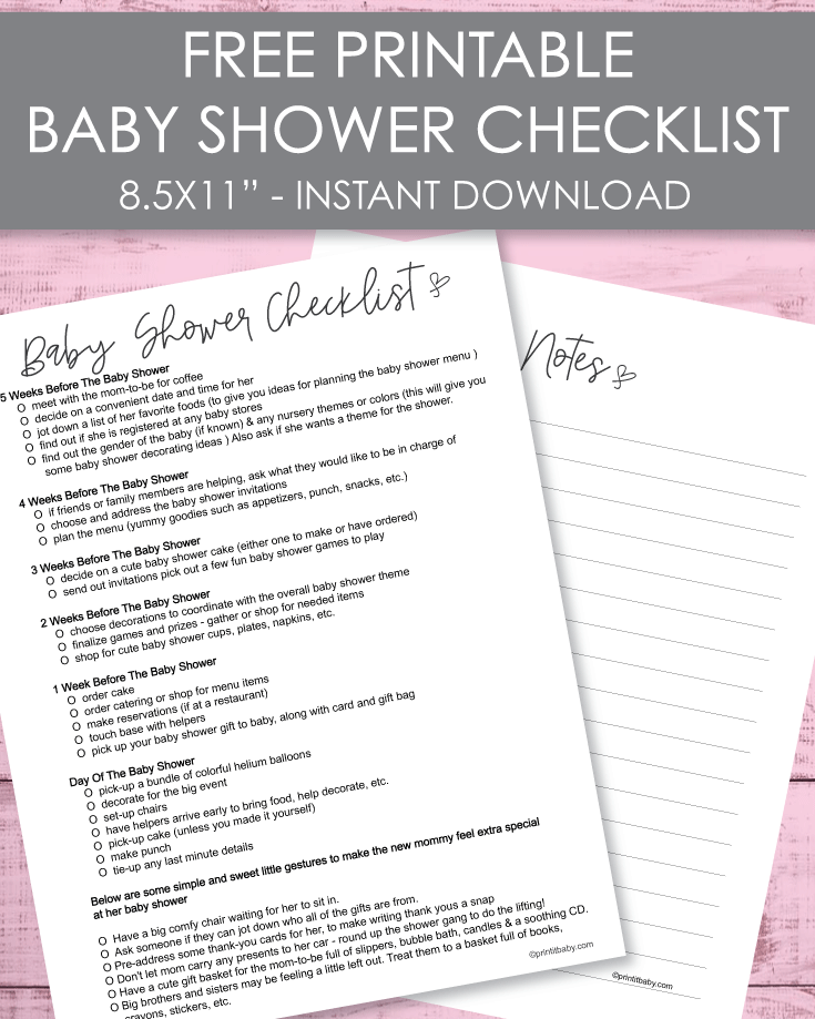 Free Printable Baby Shower Checklist Cutestbabyshowers Com