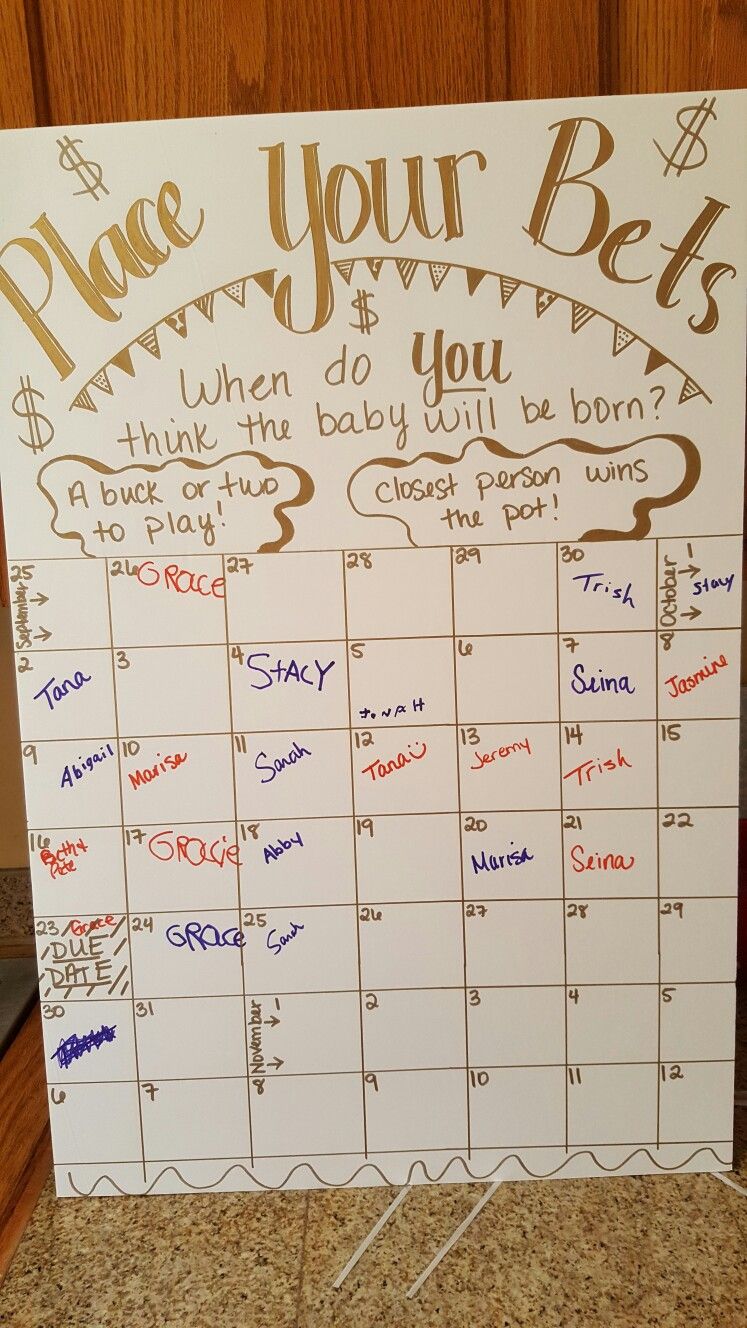 Guess Baby's Due Date Baby Shower Game