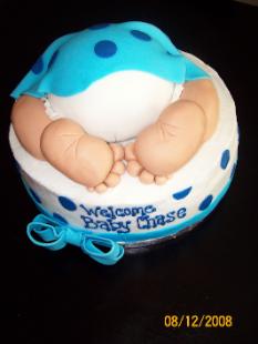 Image of Blue Polka Dot Baby Bottom Cake