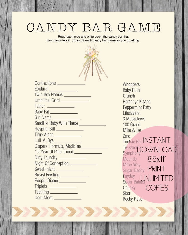 Candy Bar Game Free Printable FREE PRINTABLE TEMPLATES