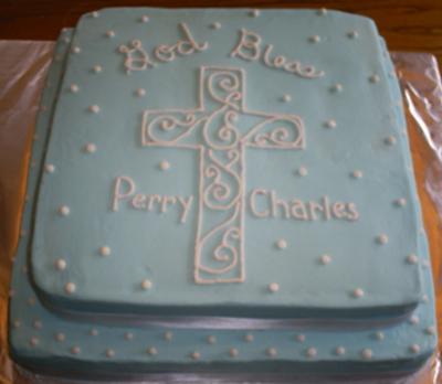 Photo of Blue Polka Dot Christening Cake