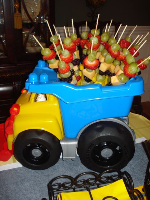 image of dump truck centerpiece ideas