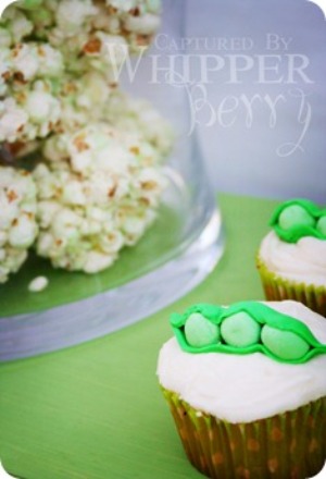 image of adorable pea in a pod baby shower cupcakes