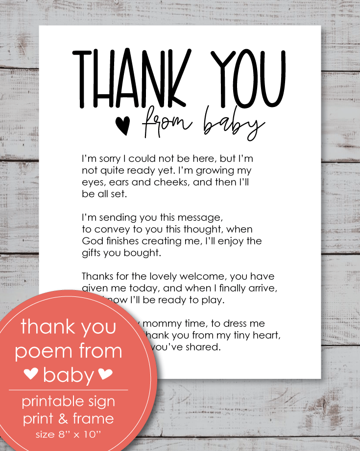baby shower thank you from unborn baby