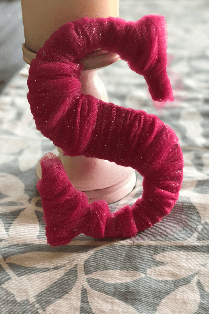 baby shower centerpiece tulle wrapped wooden letters