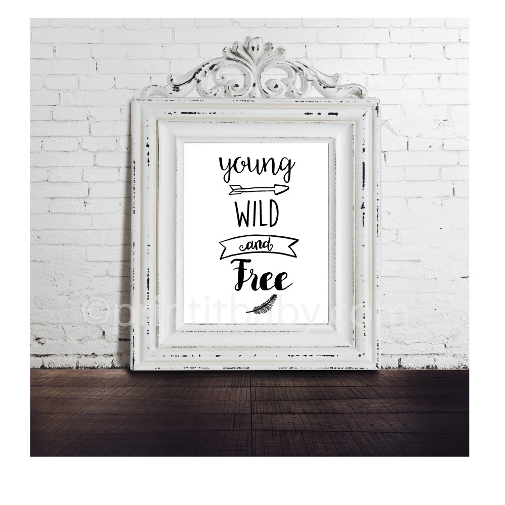 picture of young wild and free baby shower nursery wall art