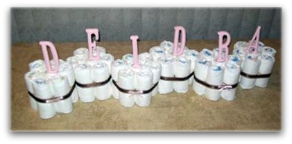 image of a diaper cake centerpiece